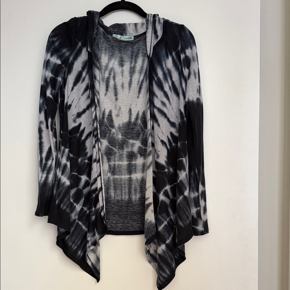 Maurices Black & White Tie Dye Cardigan
